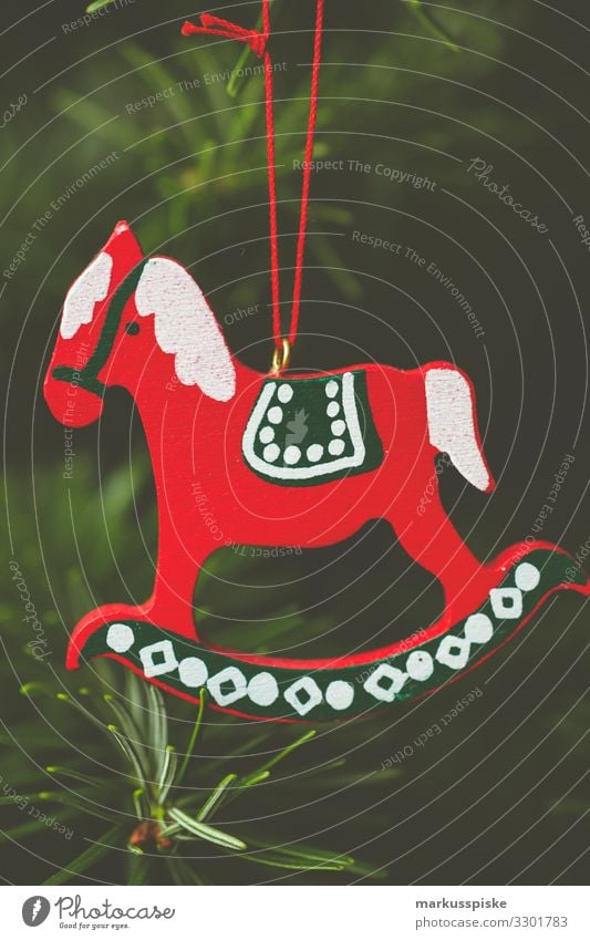 Christmas tree decoration wooden rocking horse Lifestyle Luxury Living or residing Flat (apartment) Living room Feasts & Celebrations Christmas & Advent