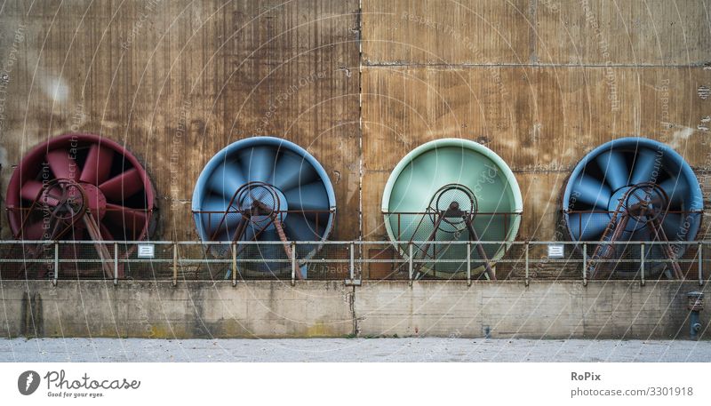 Cooling fans on a industrial facility. Vacation & Travel Tourism Sightseeing City trip Science & Research Work and employment Profession Workplace Factory