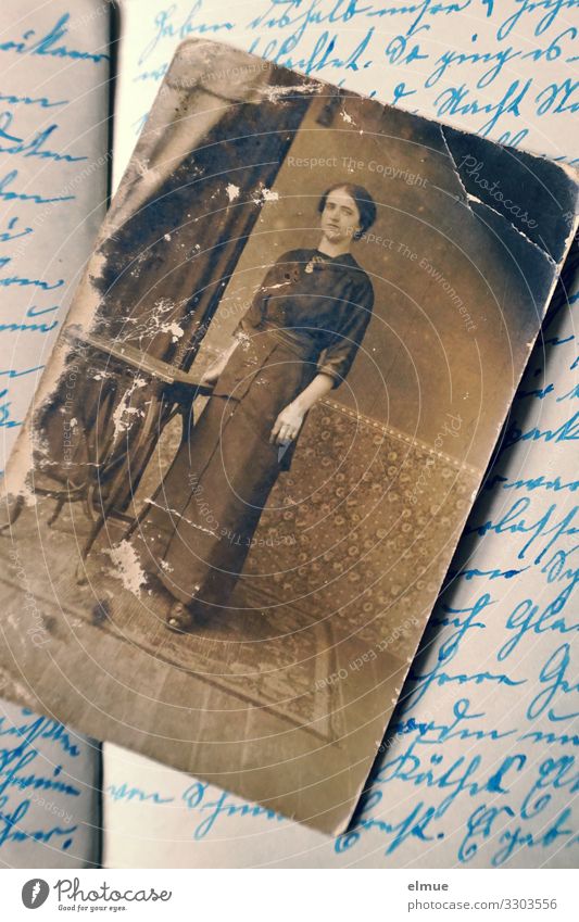 from the diary Diary Photography paper image Analog Text Old German Sütterlin Historic Retro Emotions Romance Pain Nostalgia Past Transience Lose Change Image