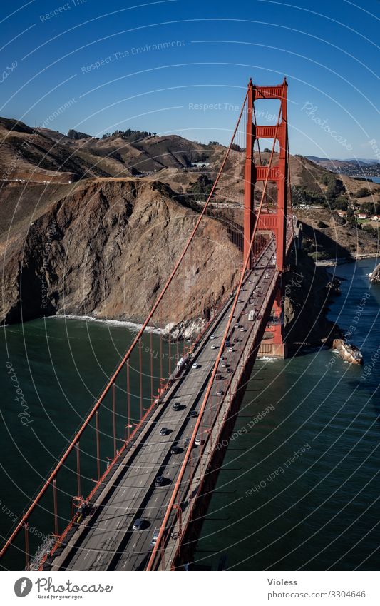 Golden Gate Bridge Landmark Transport Red Colour San Francisco California USA Suspension bridge Aerial photograph