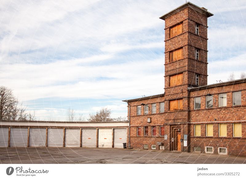 tower building. House (Residential Structure) Dream house Workplace Clock Sky Brandenburg an der Havel Town Outskirts Skyline Deserted Places Tower