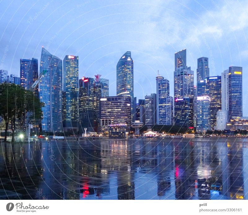 Singapore skyline Island House (Residential Structure) Culture Town Skyline High-rise Manmade structures Building Architecture Facade Landmark Glittering Wet