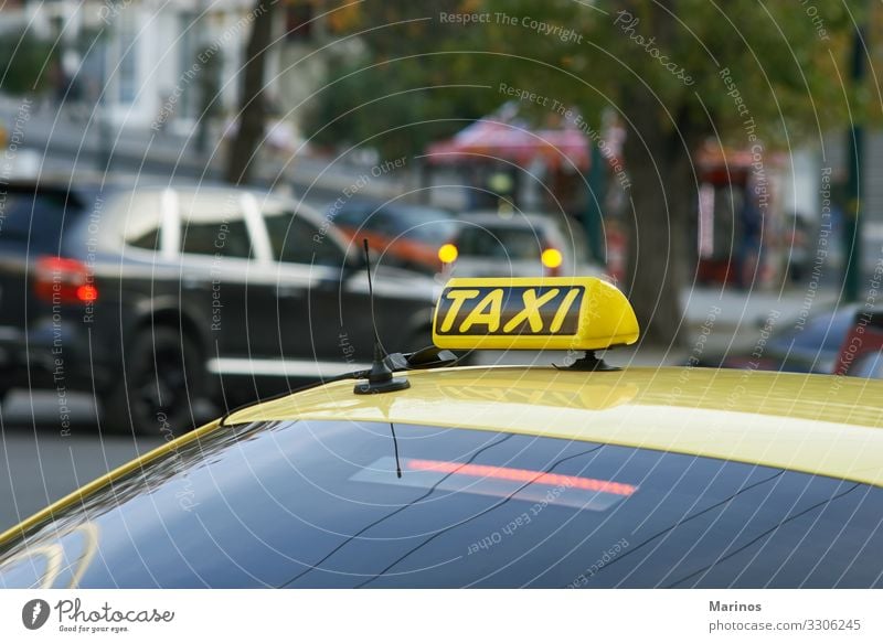 Yellow cab with taxi sign on roof Vacation & Travel Tourism Trip Business Transport Street Car Taxi Logistics background City Icon Illuminate