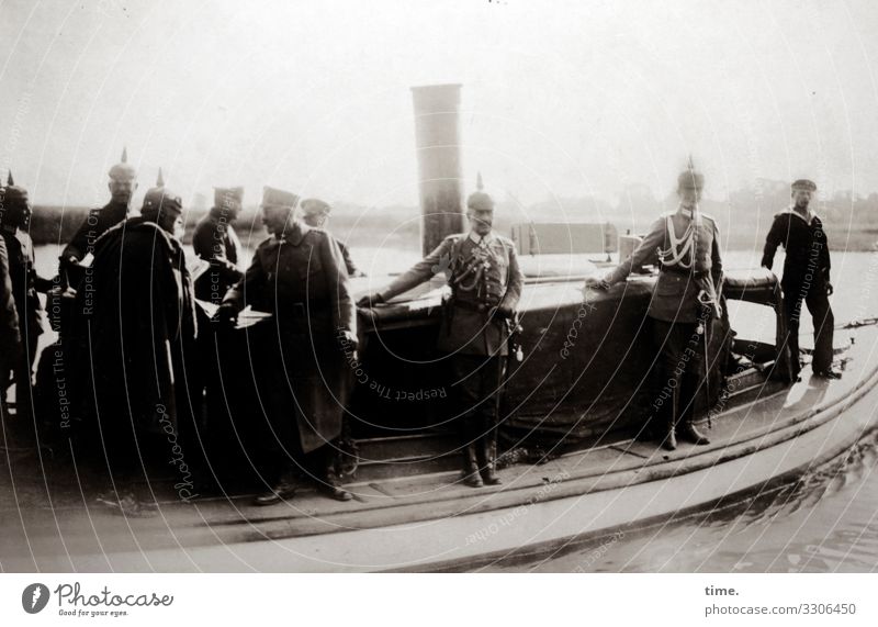 Kaiser-Schmarrn 1917 | Contemporary History emperor Prussia Navy Spiked helmet ship War men Stand group belligerent first world war Coat Uniform Sailor Maritime