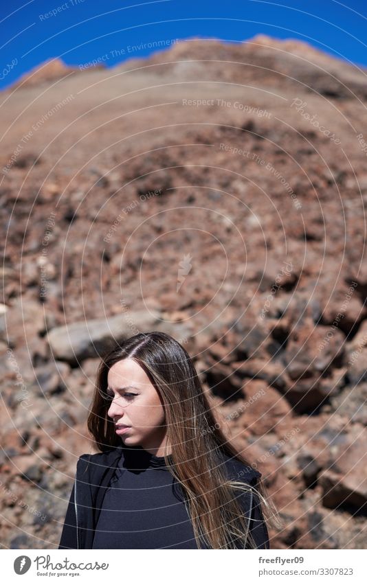 Portrait of a woman on the Teide top Lifestyle Face Vacation & Travel Adventure Freedom Mountain Hiking Human being Feminine Young woman Youth (Young adults)