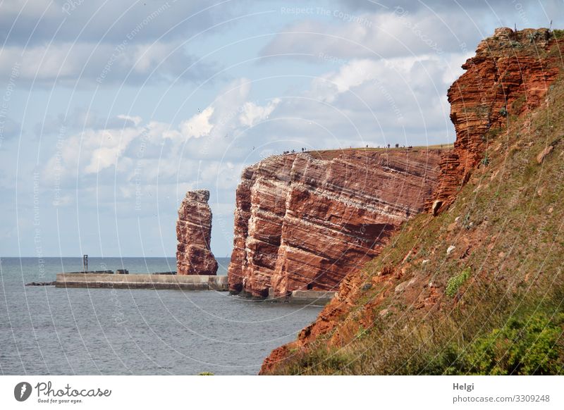 red rocks and long Anna on Helgoland Vacation & Travel Tourism Summer Environment Nature Landscape Water Sky Clouds Rock Coast North Sea Island Tall Anna