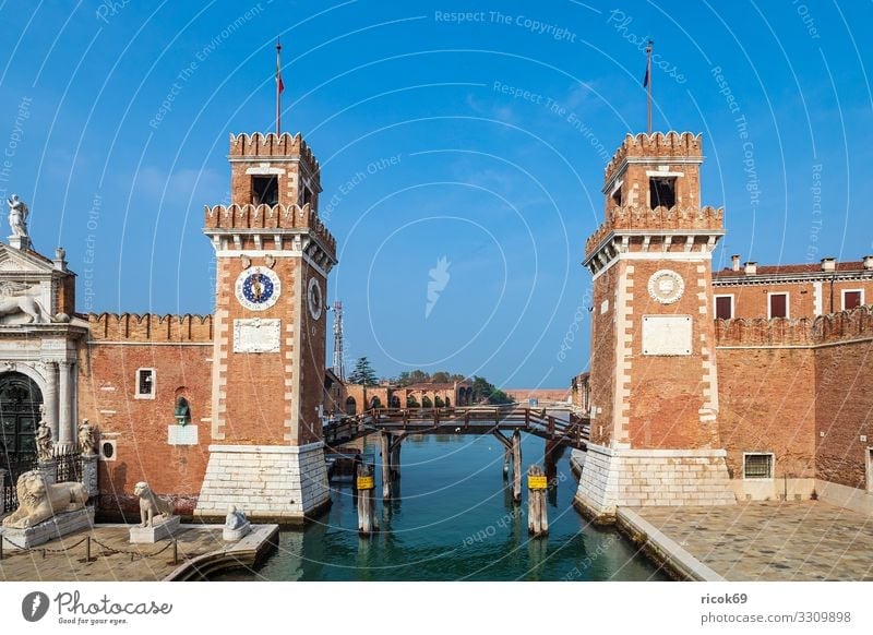 Historical buildings in the old town of Venice in Italy Relaxation Vacation & Travel Tourism House (Residential Structure) Water Clouds Town Old town Bridge
