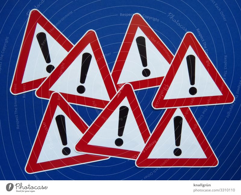 Traffic signs 101 Transport Road sign Sign Communicate Blue Red Black White Watchfulness Curiosity Expectation Threat Protection Safety Warning label