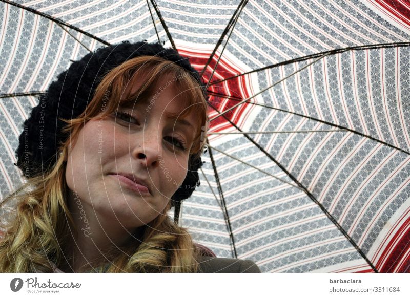 rainy day Rain Umbrella raindrops Autumn Autumnal Woman Autumnal weather autumn mood portrait