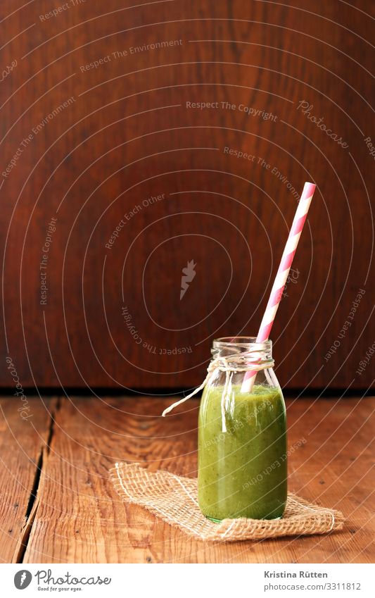 smoothie in green Vegetable Fruit Nutrition Beverage Drinking Juice Bottle Straw Lifestyle Healthy Wood Fluid Fresh Delicious Green Kale Spinach Banana