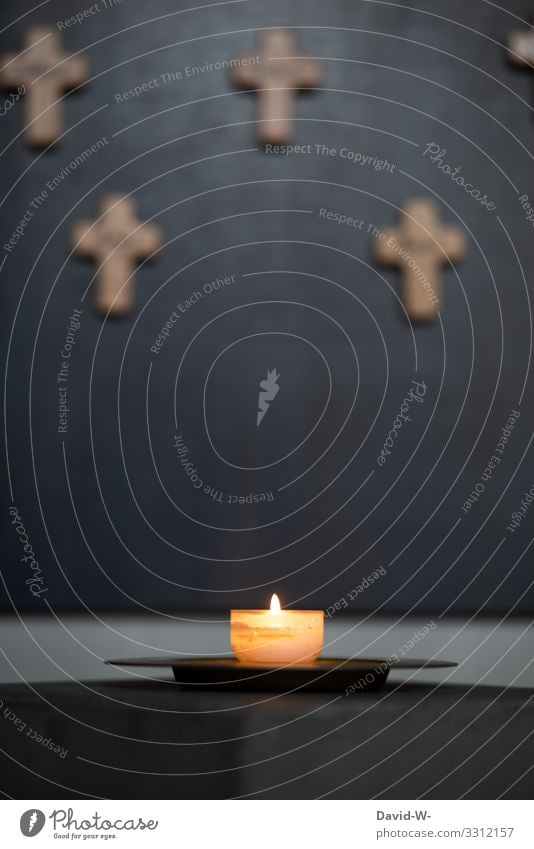 a burning candle with crosses in the background pray praying Church Faith & Religion Hope weaker believe mourn Prayer Church congress Belief Religion and faith