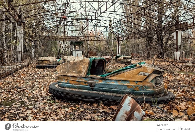 abandoned amusement park in Chernobyl Ukraine Plant Autumn Tree Leaf Park Metal Rust Old Acceptance Dangerous Environmental pollution Destruction accident