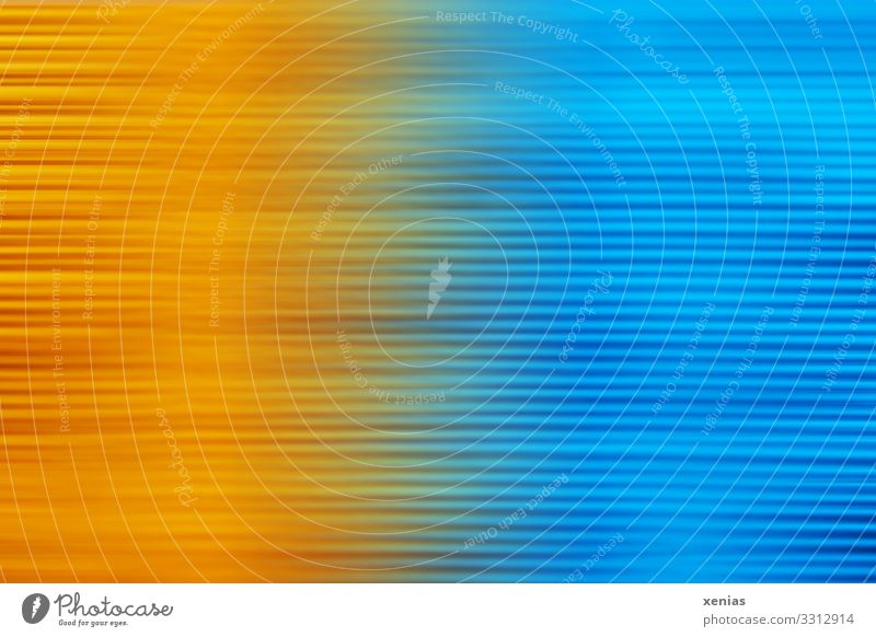 blurred from yellow to blue Line Blue Yellow Movement mopped blurriness Background picture Studio shot Close-up Detail Structures and shapes Copy Space left