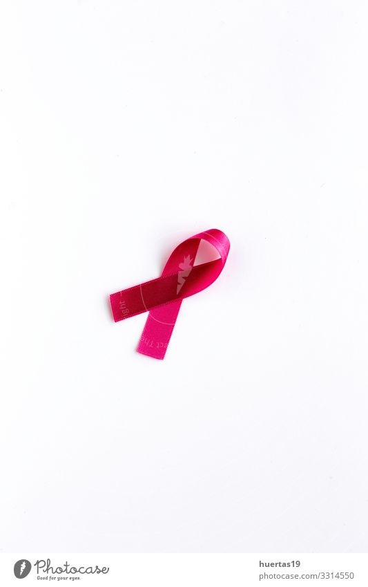 Pink ribbon on a colored background. Cancer Lifestyle Health care Medical treatment Illness Medication Woman Adults Breasts String White Hope Campaign health