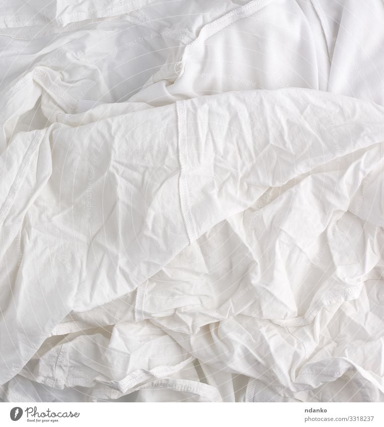 crumpled white cotton fabric Cloth Modern Natural Clean Soft White backdrop Surface Cotton textile wrinkled Consistency Folded smooth background light cover