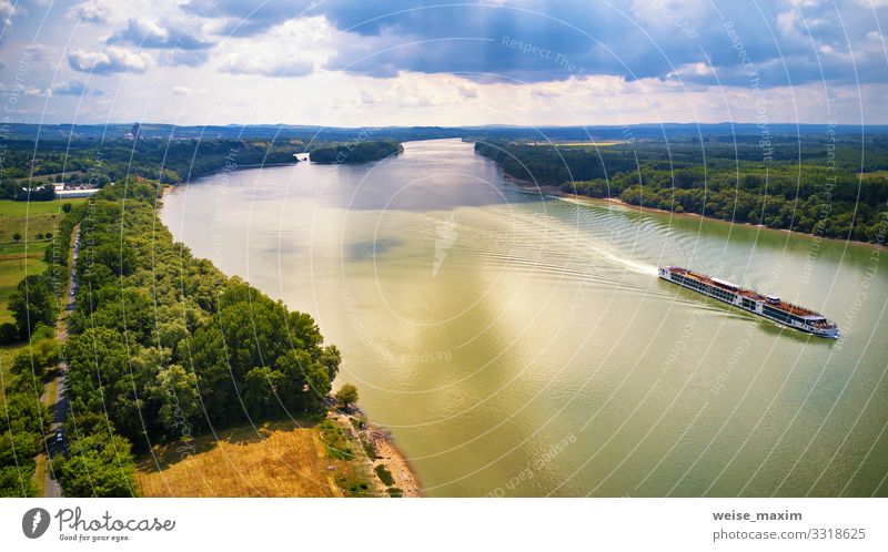 Aerial view of Danube river near Visegrad in Hungary - a Royalty Free Stock Photo Photocase