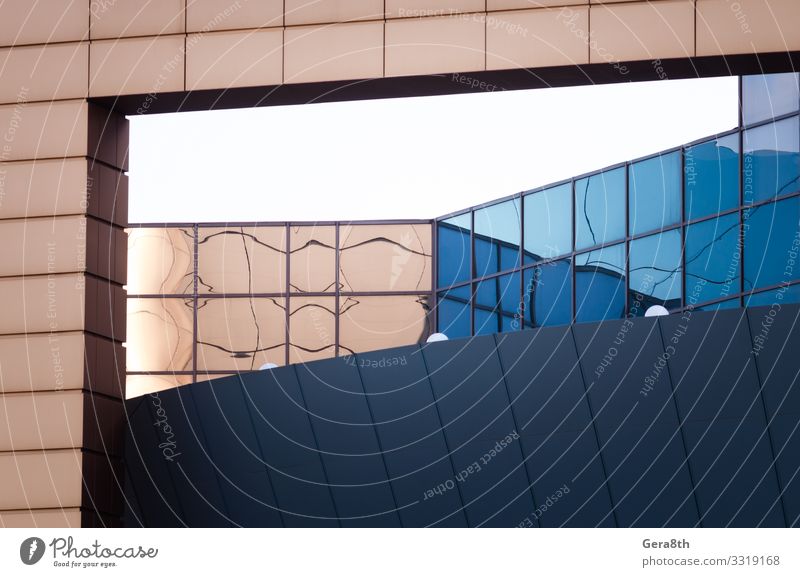 fragment of the wall of a modern blue building Style Design House (Residential Structure) Office Business Building Architecture Facade Line Simple Modern Blue