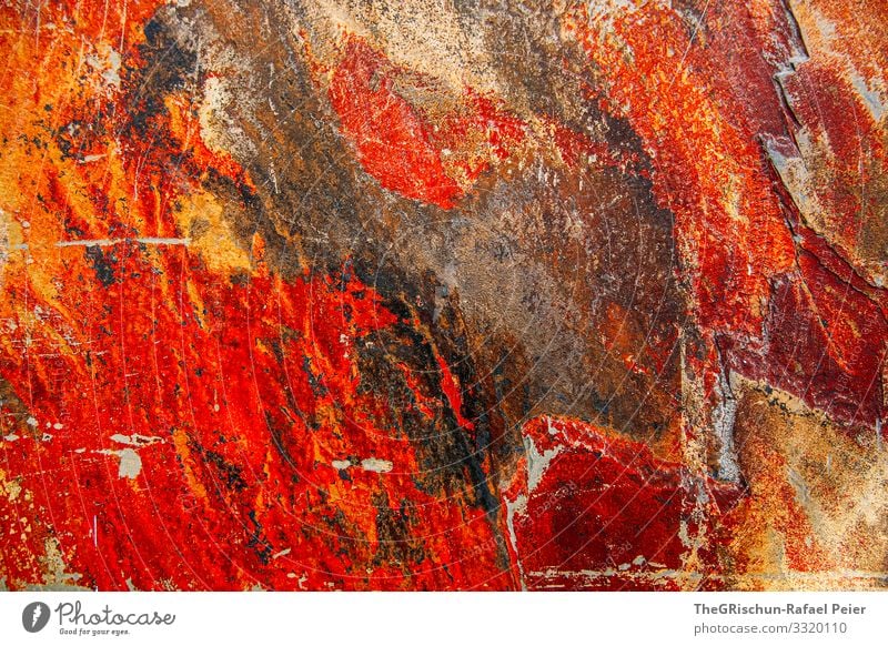 Rusty Art Brown Orange Red Black Record Stone Painted Structures and shapes Pattern Background picture Colour photo Exterior shot Detail Deserted