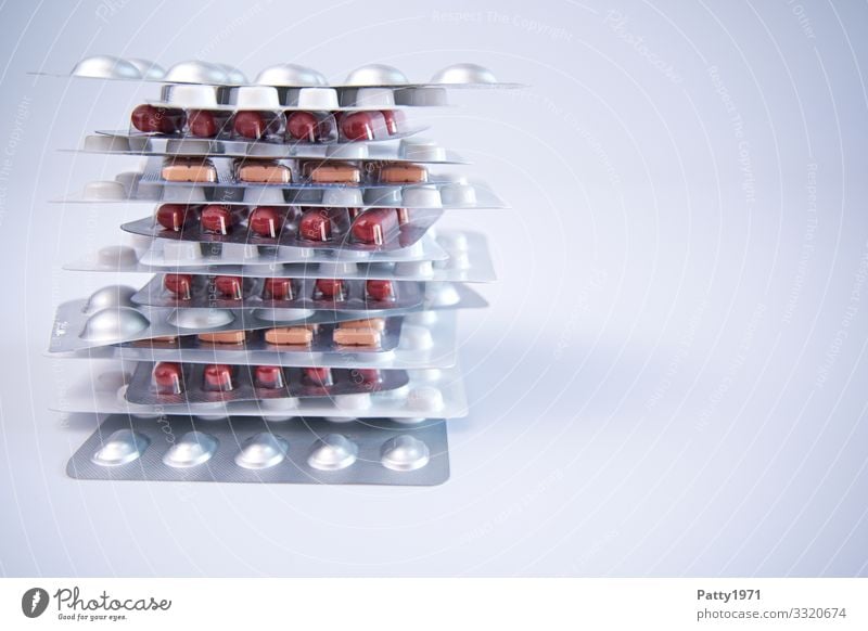 Stacked tablets in blister pack Health care Pharmaceutics Pill Blister Healthy Glittering Round Clean Drug addiction Colour photo Close-up Detail