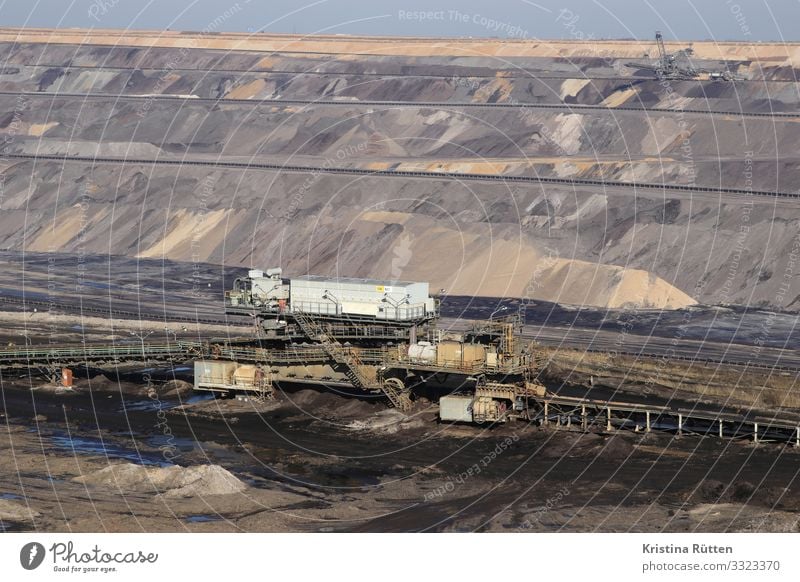 conveyor belts in opencast mining Energy industry Environment Earth Climate change Brown Environmental pollution Destruction open pit mining Soft coal mining