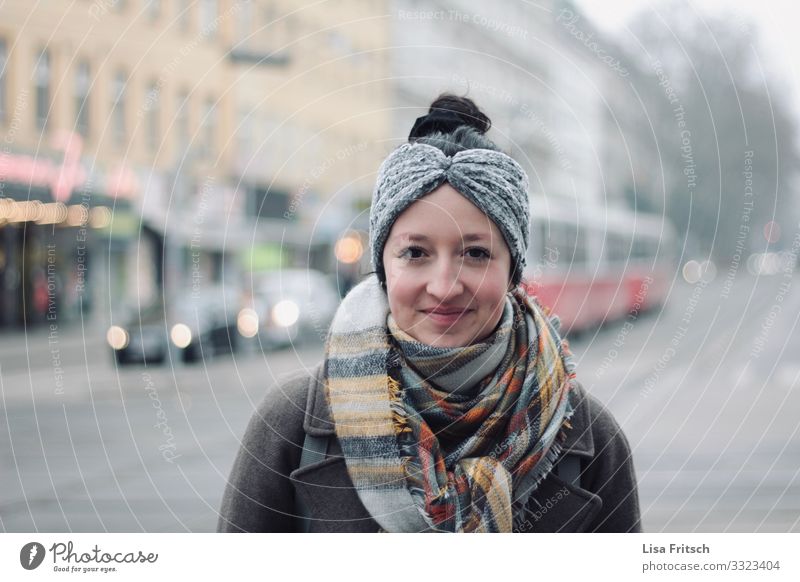 WINTER - woman - road transport - headband Vacation & Travel Tourism City trip Winter Woman Adults 1 Human being 18 - 30 years Youth (Young adults) Vienna