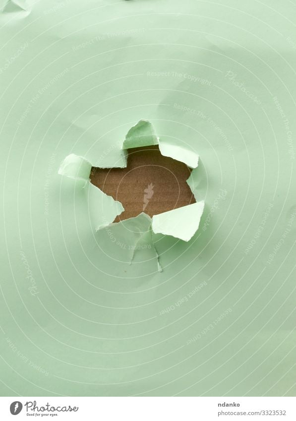 hole in green paper Design Craft (trade) Paper Brown Green Hole ripped element Crack & Rip & Tear edge damage Torn sheet page Communication border circle piece