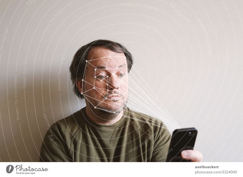 Smartphone with face recognition smartphone Face Scan Cellphone Technology Lifestyle Leisure and hobbies Telephone Software Science & Research Advancement