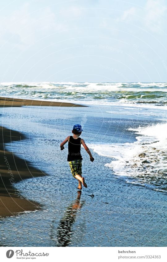 one with the waves tortuguero Landscape Contrast Fantastic Adventure Trip Boy (child) Child Freedom Far-off places Vacation & Travel Tourism Infancy Ocean Beach