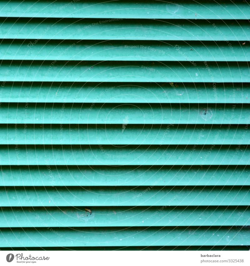 ruled Vent slot Technology Energy industry Box Container Metal Line Stripe Turquoise Design Environment Town Colour photo Exterior shot Close-up Detail Abstract