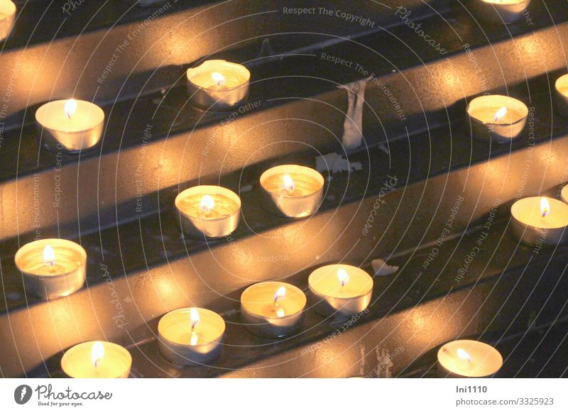 tea lights in a church Church Dome Metal Sign Brown Yellow Gold Remember Tea warmer candle Memory Religion and faith Warm-heartedness Illuminate Death Wax Wick
