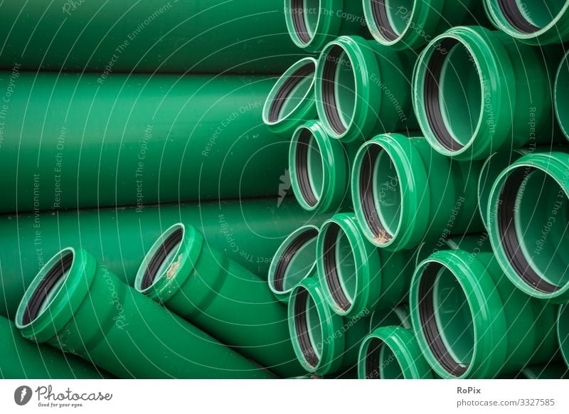 Water supply pipes on a construction site. Lifestyle Style Design Living or residing Science & Research Work and employment Profession Workplace