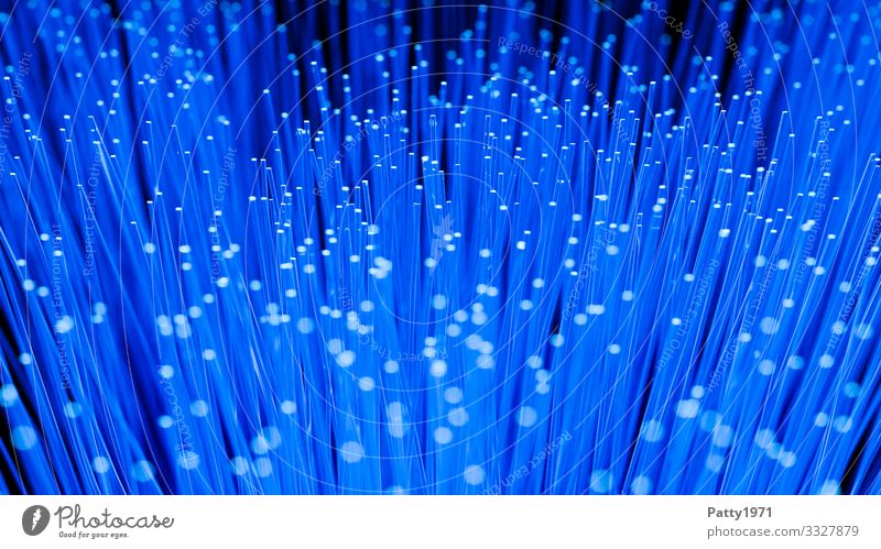 Neon blue fiber optic cables - 3D rendering Technology Entertainment electronics Advancement Future High-tech Telecommunications Information Technology Internet