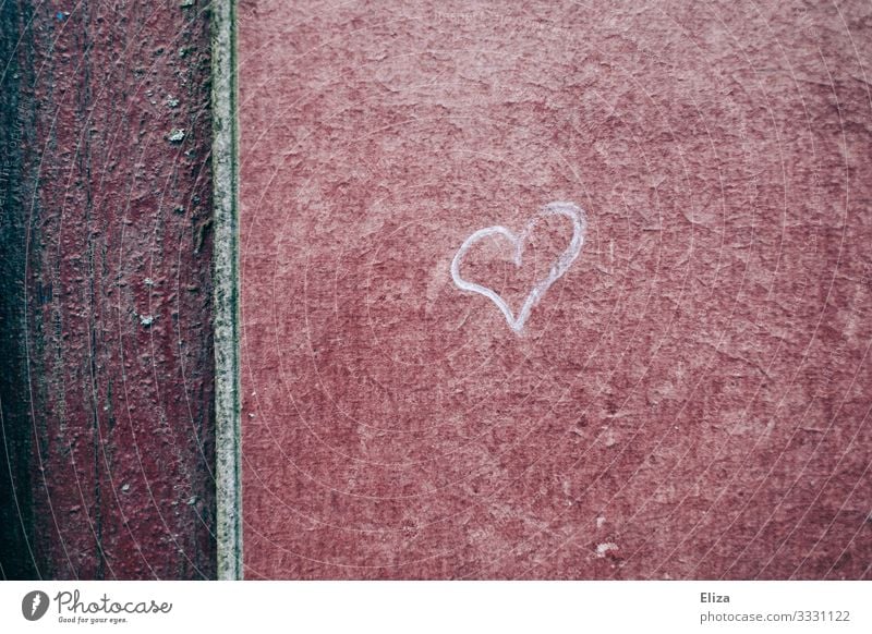 Small heart of chalk on a house wall Heart urban Chalk Painted texture Red structure symbol Love Wall (building)