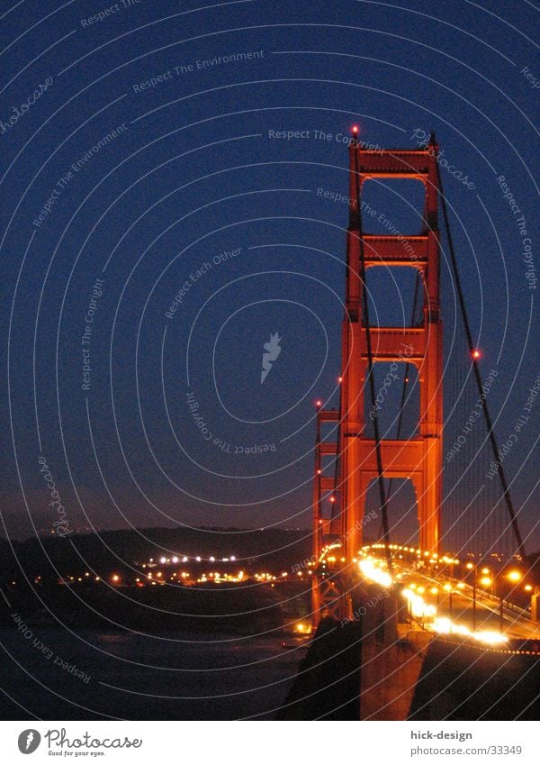 night on golden gate Golden Gate Bridge Night San Francisco USA Water Car