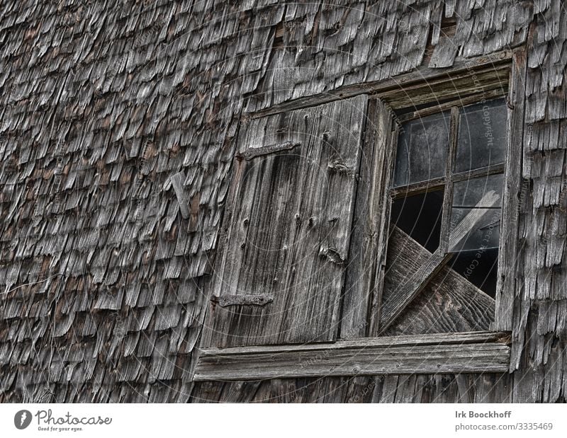 old broken wooden window in a shed Ruin Wall (barrier) Wall (building) Facade Window Wood Glass Old Dark Creepy Brown Fear Apocalyptic sentiment Decline
