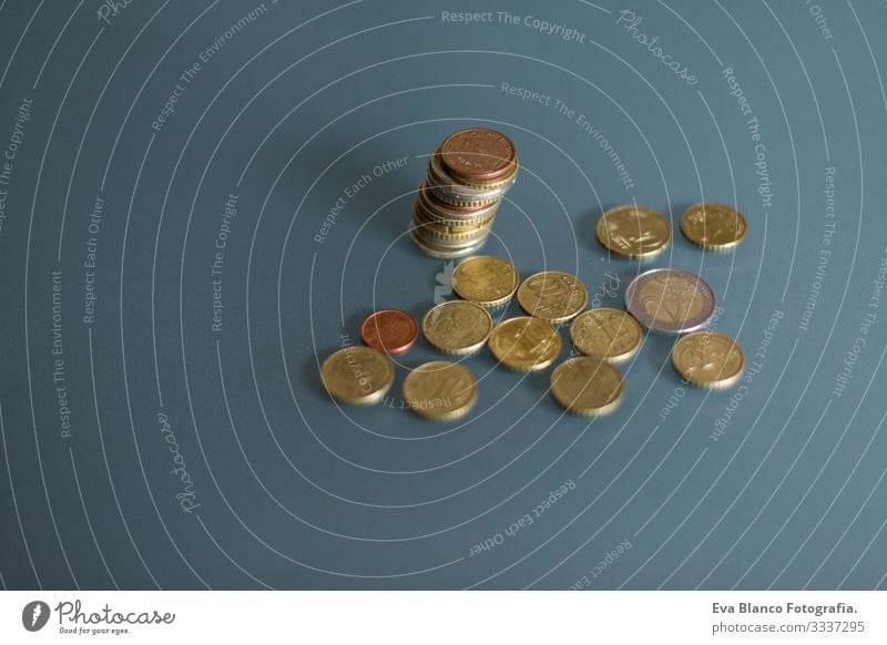 detail of euro coin money. Money concept Make Technology Markets many coin Financial institution savings digitally Abstract profit Reportage Planning investment
