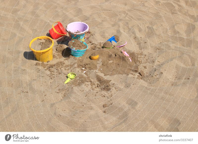 Toys in the sand Parenting Child Swimming & Bathing Playing Dirty Beautiful Colour photo Exterior shot