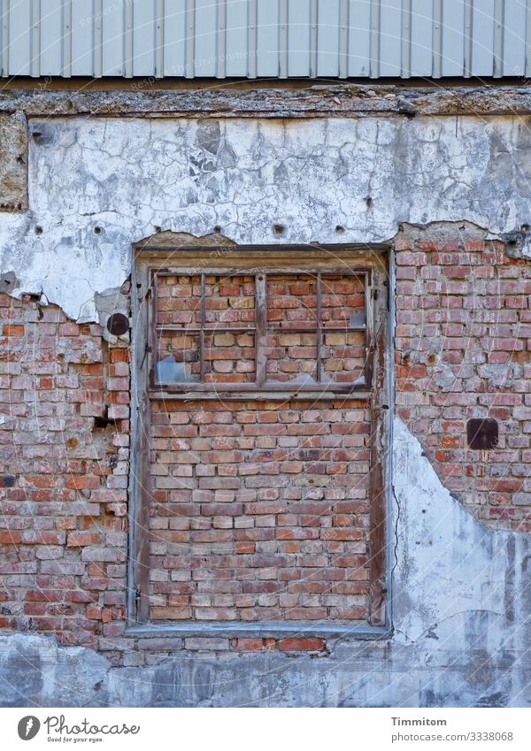 lost places | partial view of a facade Facade remnants bricks Concrete cladding Ravages of time Apocalyptic sentiment Derelict Ruin Transience Architecture