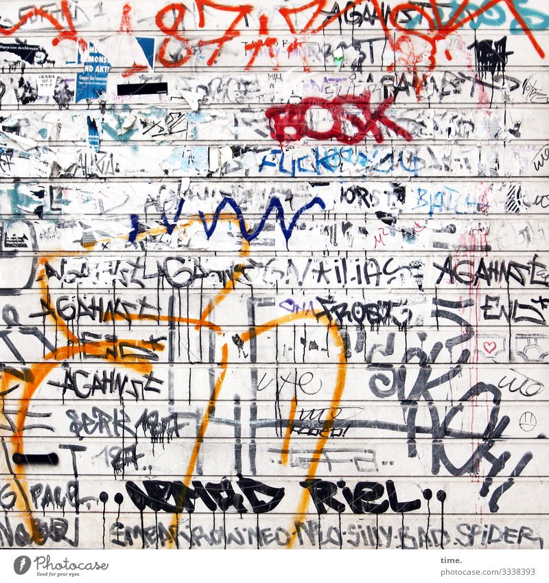 Fuck & Friends | Written Wall (barrier) Wall (building) Facade Decoration Collection Colour Stone Sign Characters Digits and numbers Ornament Graffiti Line