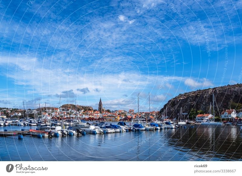View of the town Fjällbacka in Sweden Vacation & Travel Tourism Summer Ocean House (Residential Structure) Nature Landscape Water Clouds Coast North Sea Town
