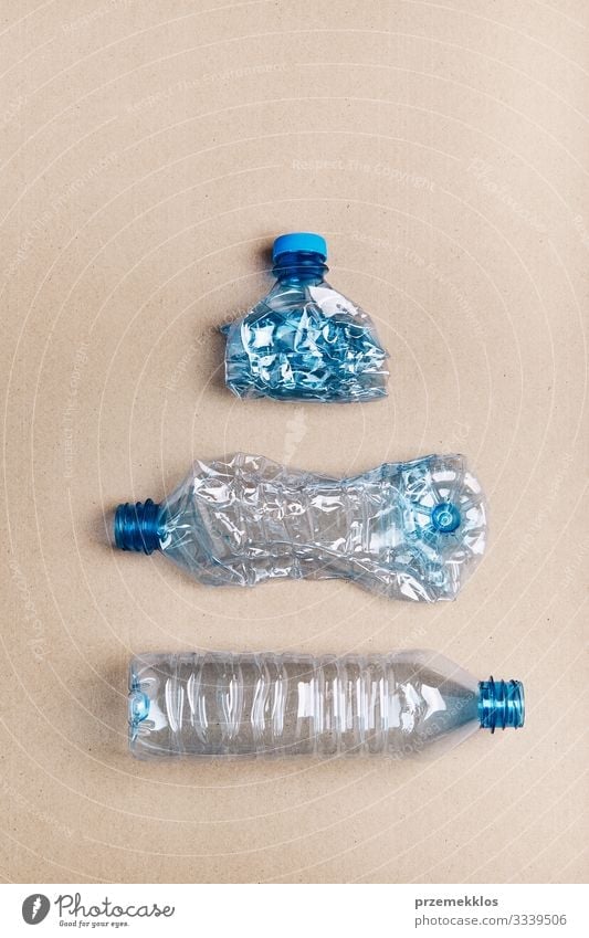 Squashed plastic bottles collected to recycling Bottle Save Environment Container Plastic Blue Environmental pollution Environmental protection Change Trash
