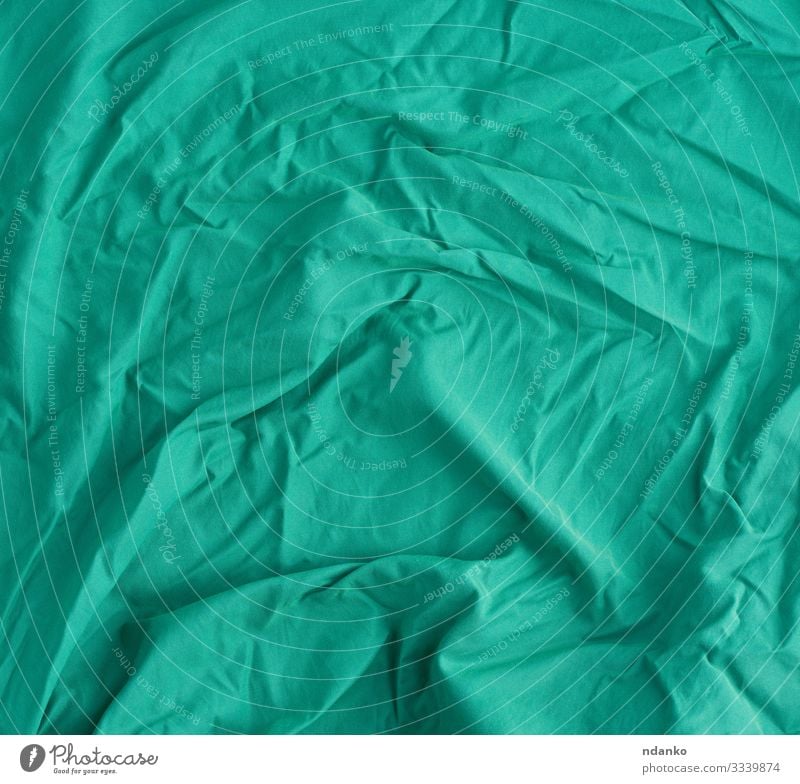 crumpled light green cotton fabric Design Cloth Modern Natural Clean Soft Green Canvas Cotton backdrop background Blank cover creased Effect empty fiber Fold