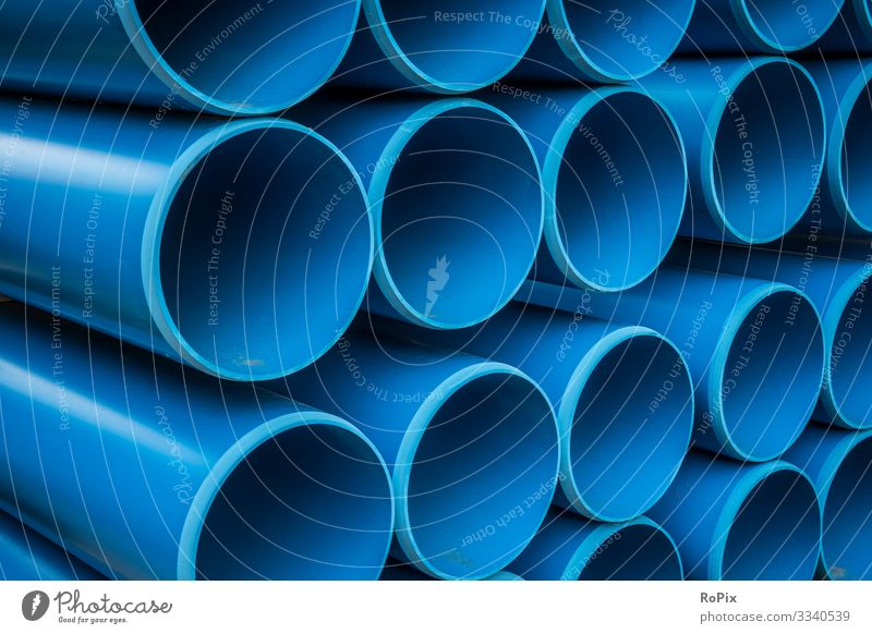 Water supply pipelines on a construction site. Education Science & Research Work and employment Profession Workplace Factory Economy Agriculture Forestry