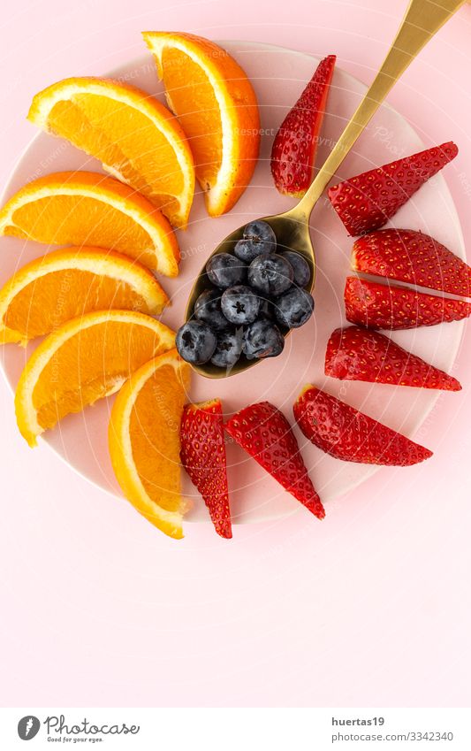 Assortment of fresh fruits seen from above Vegetable Orange Nutrition Vegetarian diet Diet Bowl Healthy Eating Fresh Sustainability food Banana Strawberry