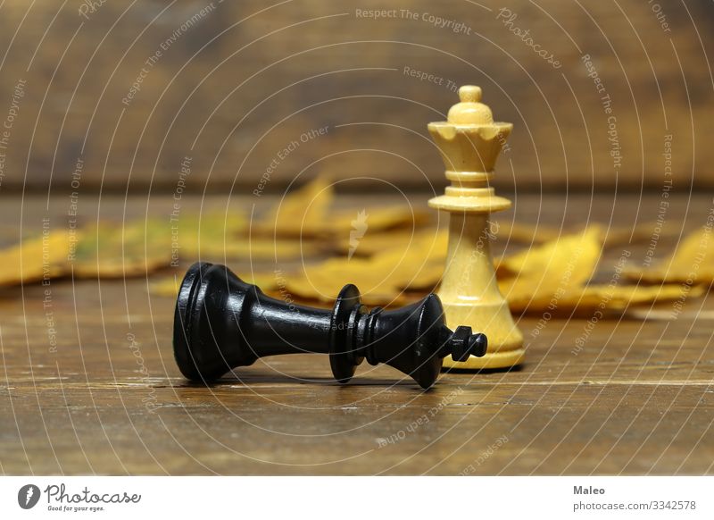 chessmen Chess Chessboard Chess piece Knight Black White Sporting event Competition King Farmer Thrashing Playing Planning Success Wooden board Sieg leap Battle