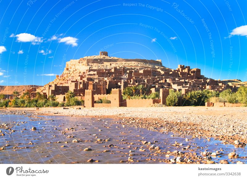 Ancient city of Ait Benhaddou in Morocco Vacation & Travel Tourism Culture Landscape River Oasis Village Castle Ruin Building Architecture Historic Tradition