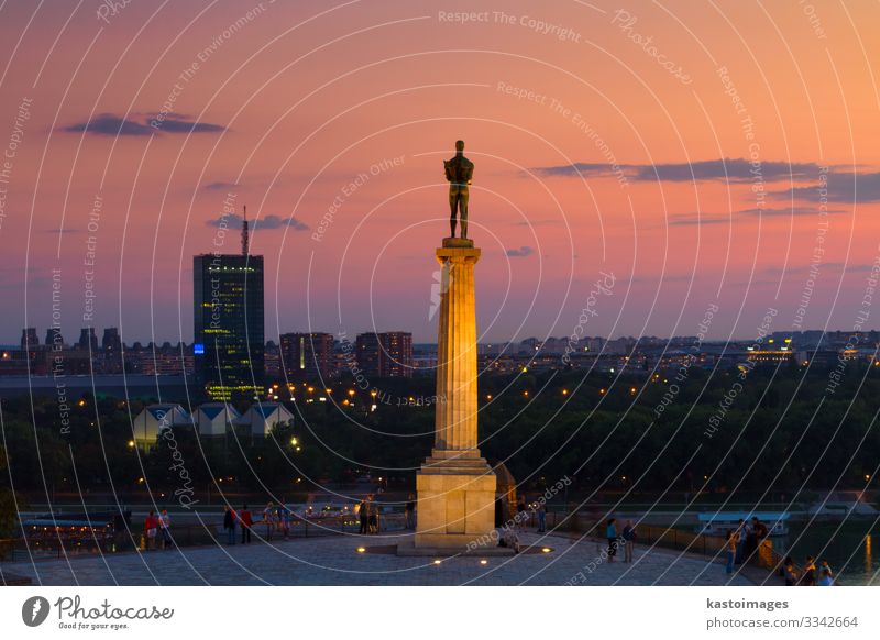 Statue of Victor, Belgrade, Serbia. Vacation & Travel Tourism Sightseeing Success Culture Sky River Town Skyline Places Building Architecture Terrace Monument