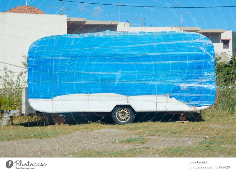 originally packed Parking space Caravan Packing film Exceptional Uniqueness Warmth Blue Moody Determination Protection Unwavering Design Innovative Arrangement