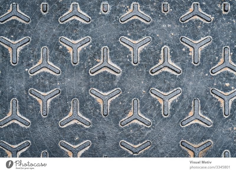 Pattern of a metal manhole cover Industry Metal Steel Old Strong Gray Colour Consistency geometric geometrical geometric pattern metallic texture
