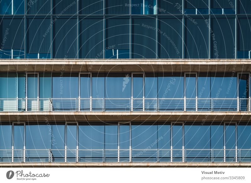 Urban minimalist architecture Design Office Building Architecture Facade Balcony Concrete Modern Blue Colour Symmetry glass Exterior urban architectonic